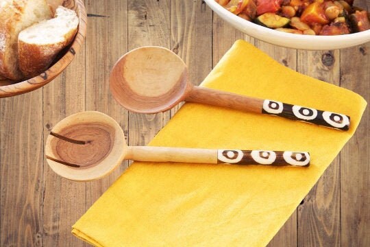 Wooden salad servers, wooden spoon set, wooden utensils handmade, salad servers wood, wooden spoons for cooking, wooden serving spoons