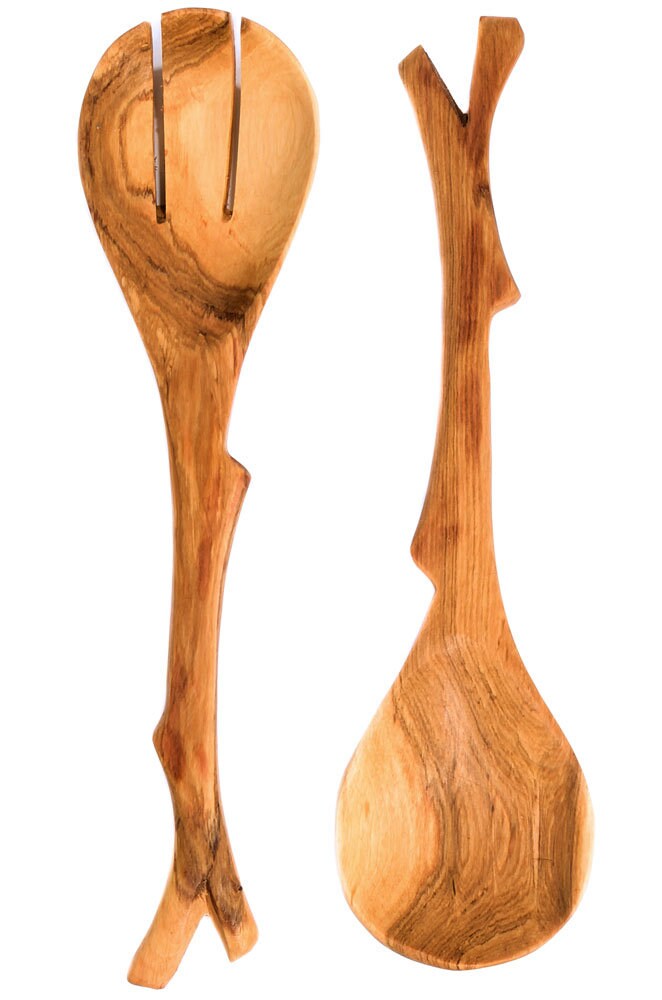 Set of 2 wooden servers, wooden spoon set, wooden utensils handmade, salad servers wood, wooden spoons for cooking, wooden serving spoons