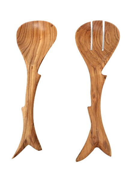 Set of 2 wooden servers, wooden spoon set, wooden utensils handmade, salad servers wood, wooden spoons for cooking, wooden serving spoons