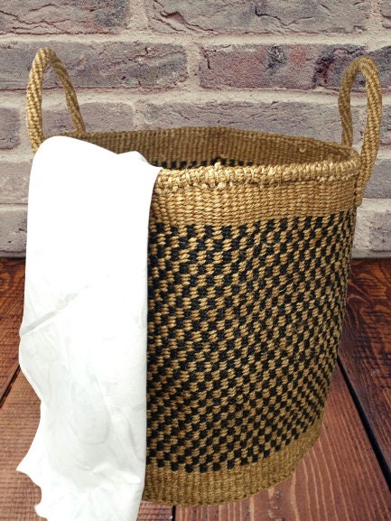 Woven baskets with handles, storage baskets Large, 12 inch baskets, Round storage baskets,  woven plant baskets, woven hamper basket,