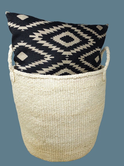 African basket large, Storage basket woven, Basket with handles, Storage basket round, Baskets for blankets, Woven storage, African basket