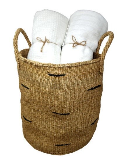 12 inch woven basket with handles, Storage baskets Large, Round storage baskets, African baskets, large storage basket, woven hamper basket