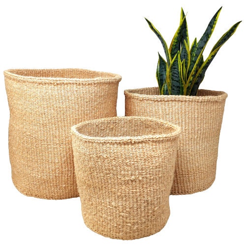 Woven planters, Handmade planter, Baskets for plant, basket storage, sisal basket, African basket planters, woven storage basket, Tan basket