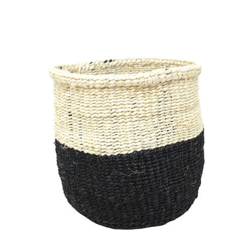 Small woven basket, sisal basket, small shelf basket, indoor plant basket, black and white basket decor, Woven basket gift, desk planter