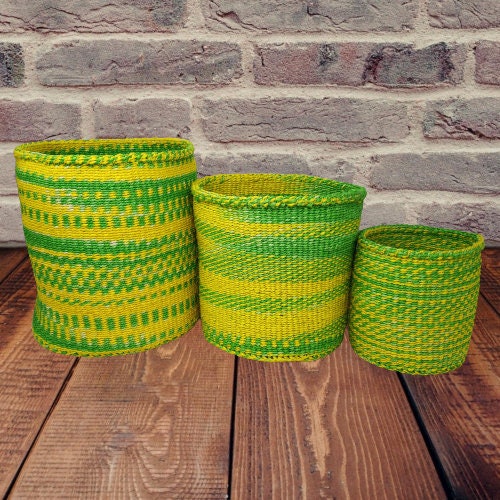 Woven basket sets, African Storage baskets, Colorful baskets, Sisal basket, Baskets for plants, Plant pot baskets, Indoor woven plant basket