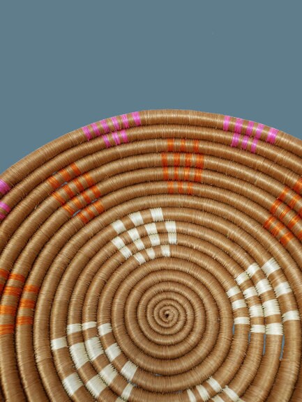 African Woven basket, woven wall basket, Hanging Wall Basket , Rwanda Basket, Wall Basket Decor, colorful baskets for wall, boho wall basket