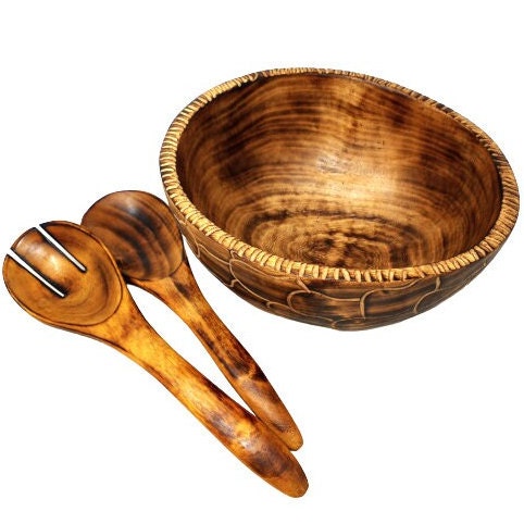 Wooden bowl set, Large wooden bowls, Wooden Serving bowl, Natural wooden bowls, Wooden bowl and spoon, Kitchen gift mom, Thanksgiving gift