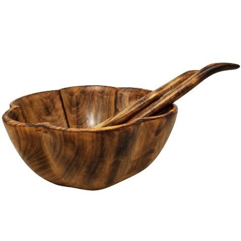 Wooden bowl set, Large wooden bowls, Wooden Serving bowl, Natural wooden bowls, Wooden bowl and spoon, Serving bowls, Christmas gift idea