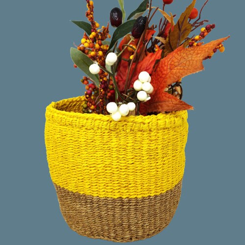 5 x 5  Inch basket, Small Plant baskets, Baskets for plants, Woven basket small, African basket small, Colorful basket, Woven indoor planter