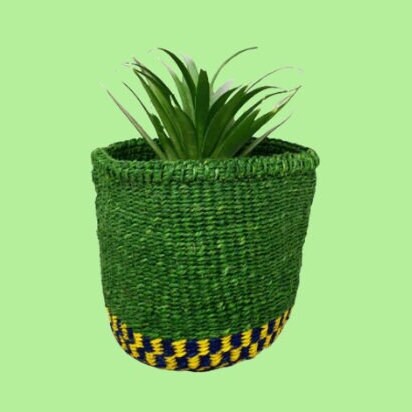 Small baskets for plants, green basket décor, colorful woven basket, African storage basket, Woven plant basket, Woven planter, sisal basket